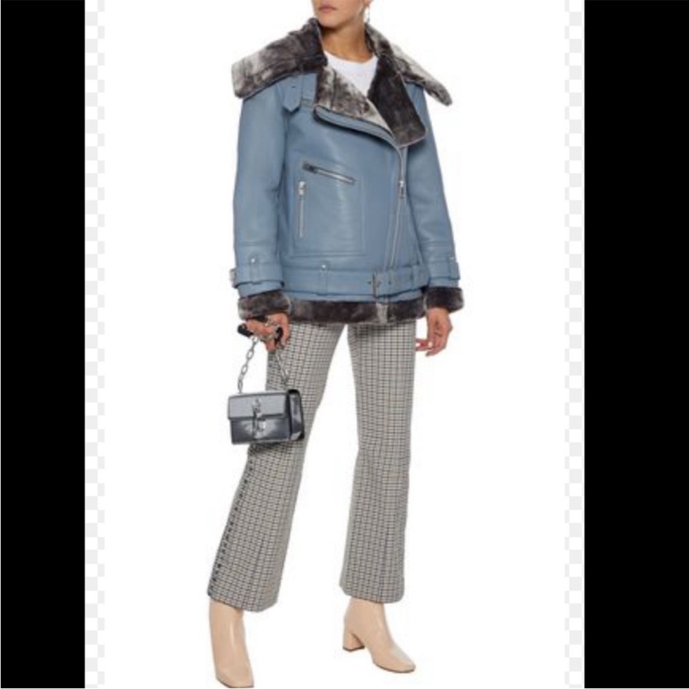 NWT Walter Baker Celine Jacket Light Grey Lambs Leather/ Light Grey Fur